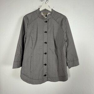 Chico's Womens Black & White Houndstooth Button-Front Jacket Size 2 Stretch